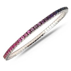 Rainbow Sapphires Tennis Expandable Bracelet White Gold