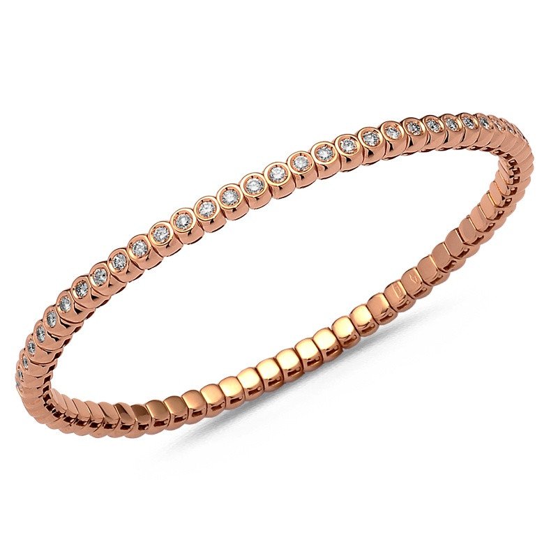 Bracciale Tennis Brillanti Estensibile Castoni Oro Rosa