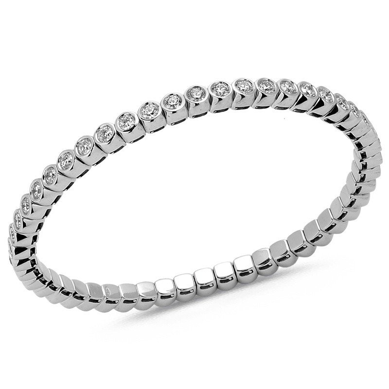 Bracciale Tennis Brillanti Estensibile Castoni Oro Bianco