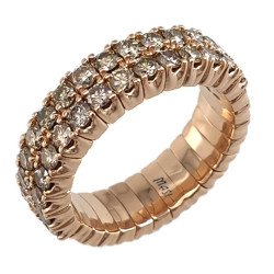 Expandable Double Champagne Diamond Row Ring Half Band Rose Gold 1N622R