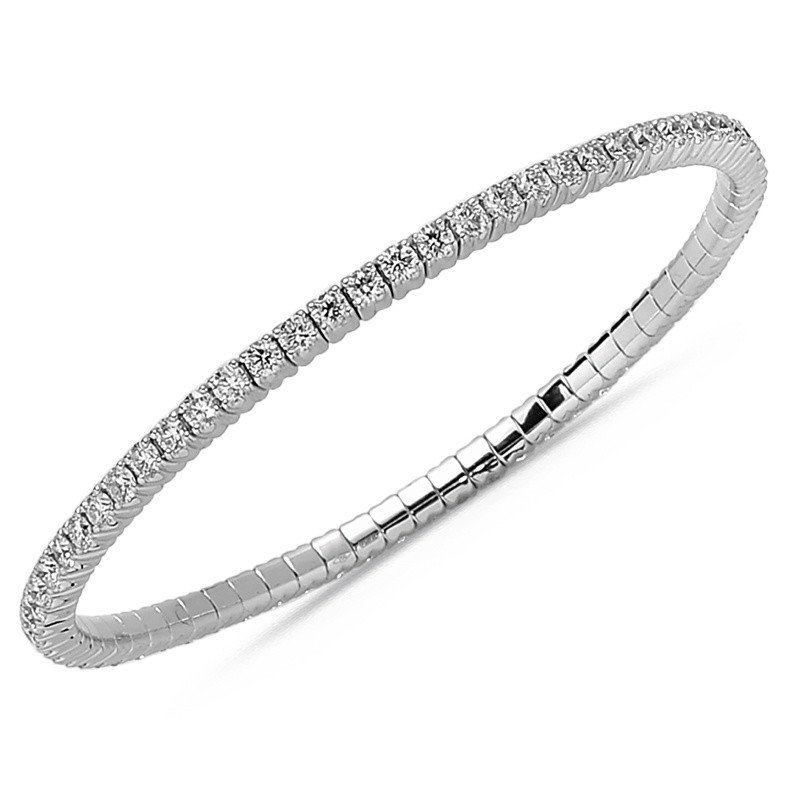 Bracciale Tennis Espandibile Brillanti Quattro Carati Oro Bianco