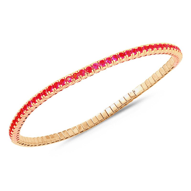 Rubies  Expandable Tennis Bracelet Yellow Gold