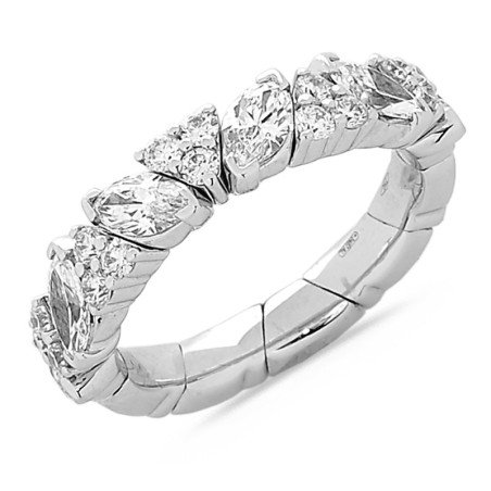 Expandable Diamond Marquise Shape Ring White Gold