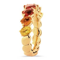 Anello Espandibile Zaffiri Multicolor Taglio Ovale Oro Gillo Zaffiri Tonalità Orange 1X673G852-2