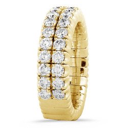 Double Row Expandable Diamond Ring Half Band Yellow Gold 1N620G