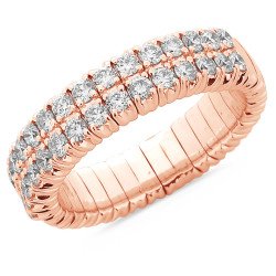 Double Diamond Row Stretch Ring Rose Gold 1N706R 1GQ43R