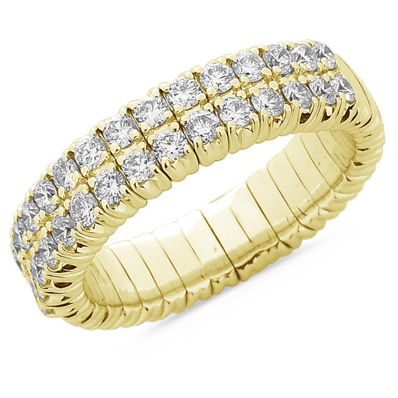 Double Diamond Row Stretch Ring Yellow Gold Giro Oro Giallo 1CQ43G 1N706G