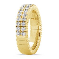 Double Diamond Row Stretch Ring Yellow Gold Giro Oro Giallo 1CQ43G 1N706G