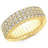 Three Row Expandable Eternity Diamond Ring All around Yellow Gold 1N661G