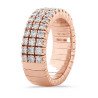 Expandable Three Diamond Row Ring Half Band Rose Gold