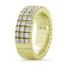 Expandable Three Diamond Row Ring Half Band Yellow Gold 1CQ44G