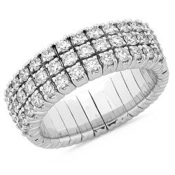 Expandable Three Diamond Row Ring Half Band White Gold 1DJ78W