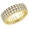 Expandable Three Diamond Row Ring Half Band Yellow Gold 1CQ44G