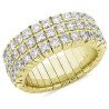 Expandable Ring Three Diamond Rows, Half Band Yellow Gold 1DJ78G 1N781G