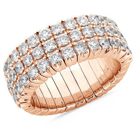 Expandable Ring Three Diamond Rows, Half Band Rose Gold 1N781R 1DJ78R