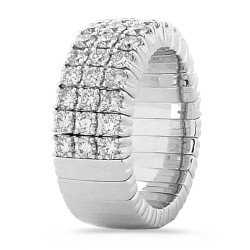 Anello Espandibile Tre File Brillanti Metà Giro Oro Bianco 1N781W 1DJ78W