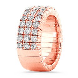 Expandable Ring Three Diamond Rows, Half Band Rose Gold  1N781R 1DJ78R