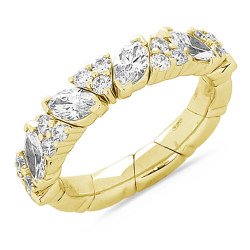 Expandable Diamond Marquise Shape Ring Yellow Gold