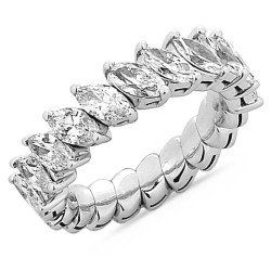 Expandable Marquise Cut Diamond Ring Half Band White Gold 1X668W