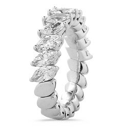 Expandable Marquise Cut Diamond Ring Half Band White Gold 1X668W