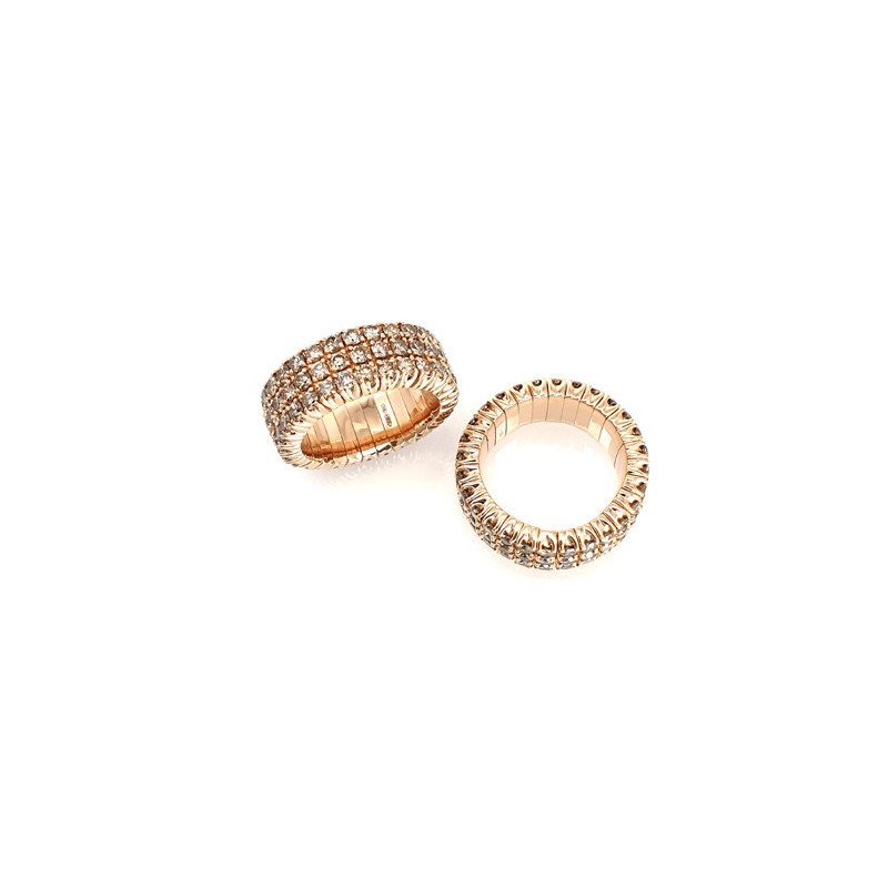 Eternity Expandable Ring Three Champagne Diamond Rows Rose Gold Side View