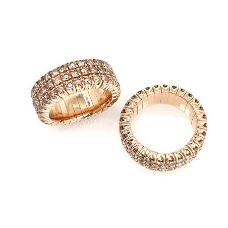 Anello Eternity Espandibile Tre File Brillanti Champagne Oro Rosa Vista Laterale 
1N718R