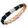 Bracciale Schiava Serpenti Smalto Nero Brillanti Bianchi e Oro Rosa