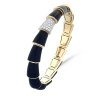 Bracciale Schiava Serpenti Smalto Nero Brillanti Bianchi e Oro Giallo