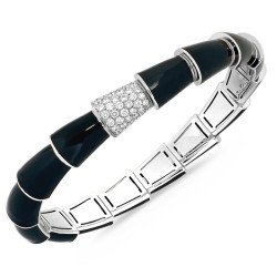 Bracciale Schiava Serpenti. Smalto, Brillanti e Oro Bianco