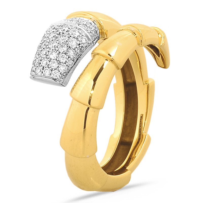 Serpenti Contrarier Ring Diamonds Yellow Gold