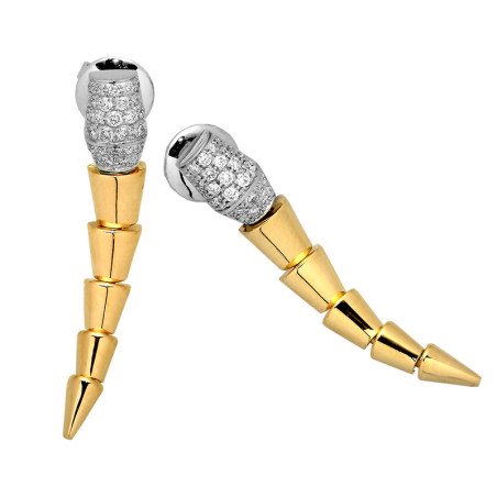 Serpenti Diamond Dangling Earrings Yellow Gold