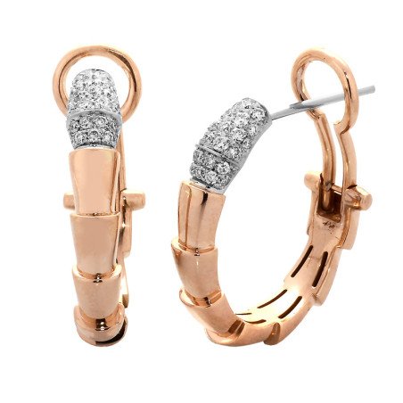 Serpenti Diamond Hoop Earrings Rose Gold