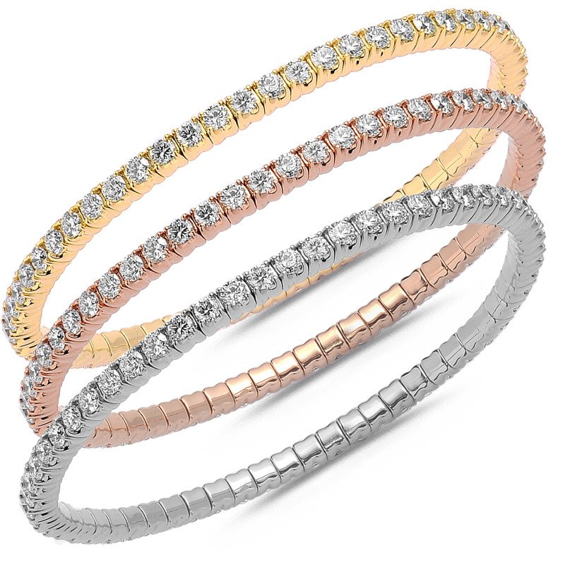 Expandable Tennis Bracelet Five Diamond Carats Three Gold Colors