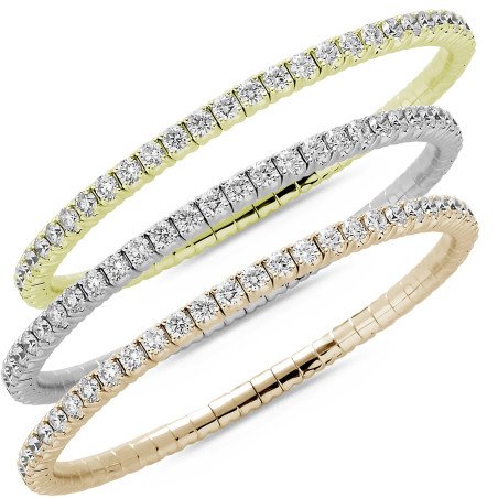 Bracciale Tennis Espandibile Brillanti Cinque Carati e Mezzo Tre Colori Oro