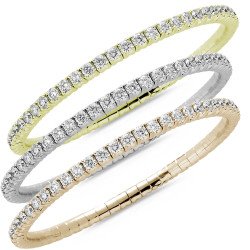 Expandable Tennis Bracelet Seven'n' Half Diamond Carats Three Gold Colors 5D797W 5D797G 5D797R