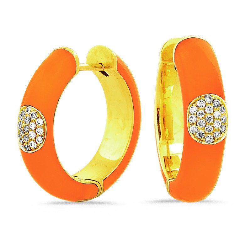 Hoop Earrings Hermes Orange Enamel
Yellow Gold with Diamonds