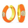 Orecchini a Cerchio Smalto Hermes Orange Oro Giallo e Brillanti