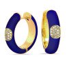 Orecchini a Cerchio Smalto Blu Navy Oro Giallo e Brillanti