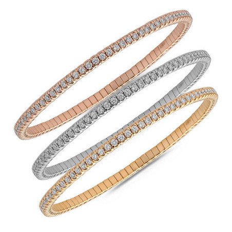 Bracciale Tennis Espandibile Brillanti Due Carati e Mezzo nei tre colori oro 
5B017W, 5A915G, 5A915R