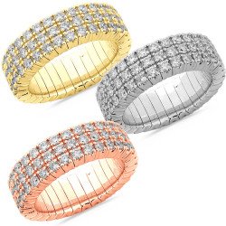 Expandable Rings Three Shining Rows  All around in Yellow, White, Rose Gold 
1N661W, 1N661R 1N661G