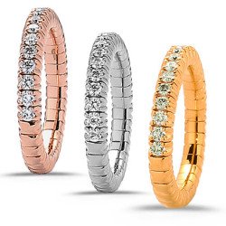 Expandable Ring with Diamonds Half  Band Rose, White Yellow Gold 1M250G, 1M250W, 1M250R  1CQ83R 1CQ83G 1CQ83W