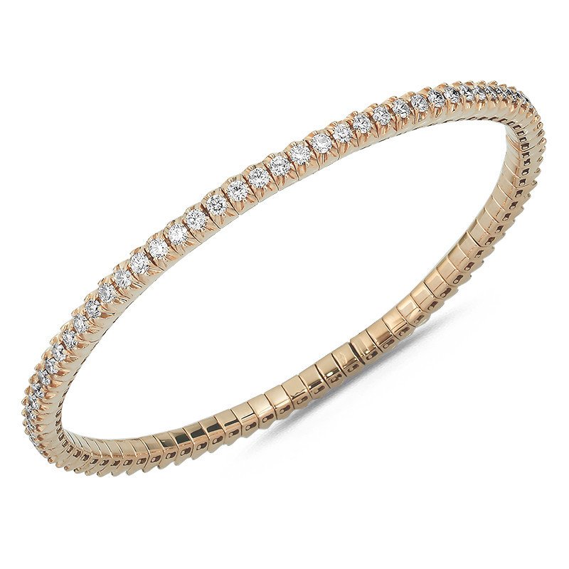 Two and a Half Carat Expandable Diamond Tennis Bracelet Rose Gold