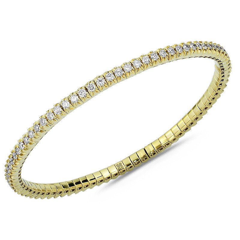 Two and a Half Carat Expandable Diamond Tennis Bracelet Yellow Gold