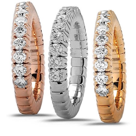 Expandable Ring with Diamonds Half Band Rose,White,Yellow Gold 1M248W, 1M248G, 1M248R