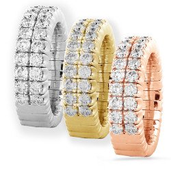 Double Row Expandable Diamond Ring Half Band White, Yellow,Rose Gold 1N620W 1N620R 1N620G