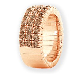 Anello Espandibile Tre  File Brillanti Champagne Metà Giro Oro Rosa 1N780R