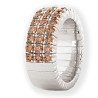 Anello Espandibile Tre  File Brillanti Champagne Metà Giro Oro BIanco 1N780W