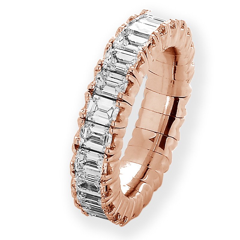 Emerald Cut Diamond Ring Eternity  Expandable Band Rose Gold 1N617R