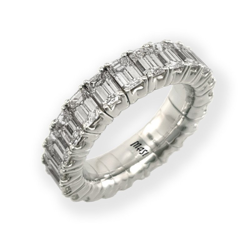 Emerald Cut Diamond Ring Eternity  Expandable Band White Gold  1N617W