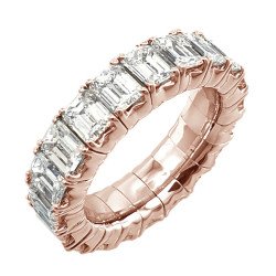 Emerald Cut Diamond Ring Eternity  Expandable Band Rose Gold 1N618R